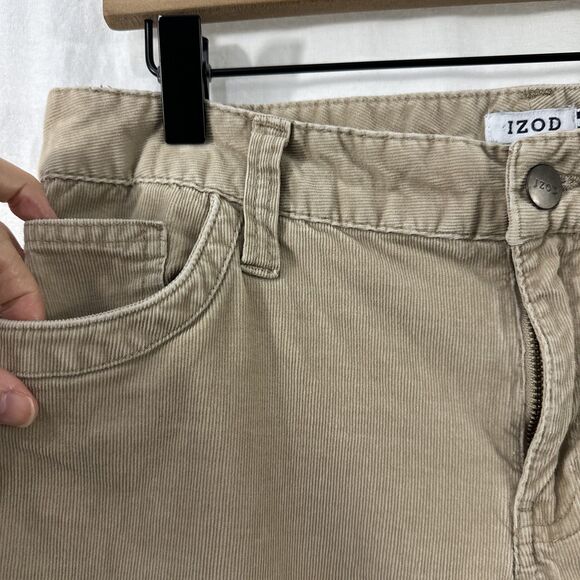 Izod Tan Corduroy Cord Pants Womens Size 8 Stretch Academia Fall Neutral Y2K - Picture 6 of 11